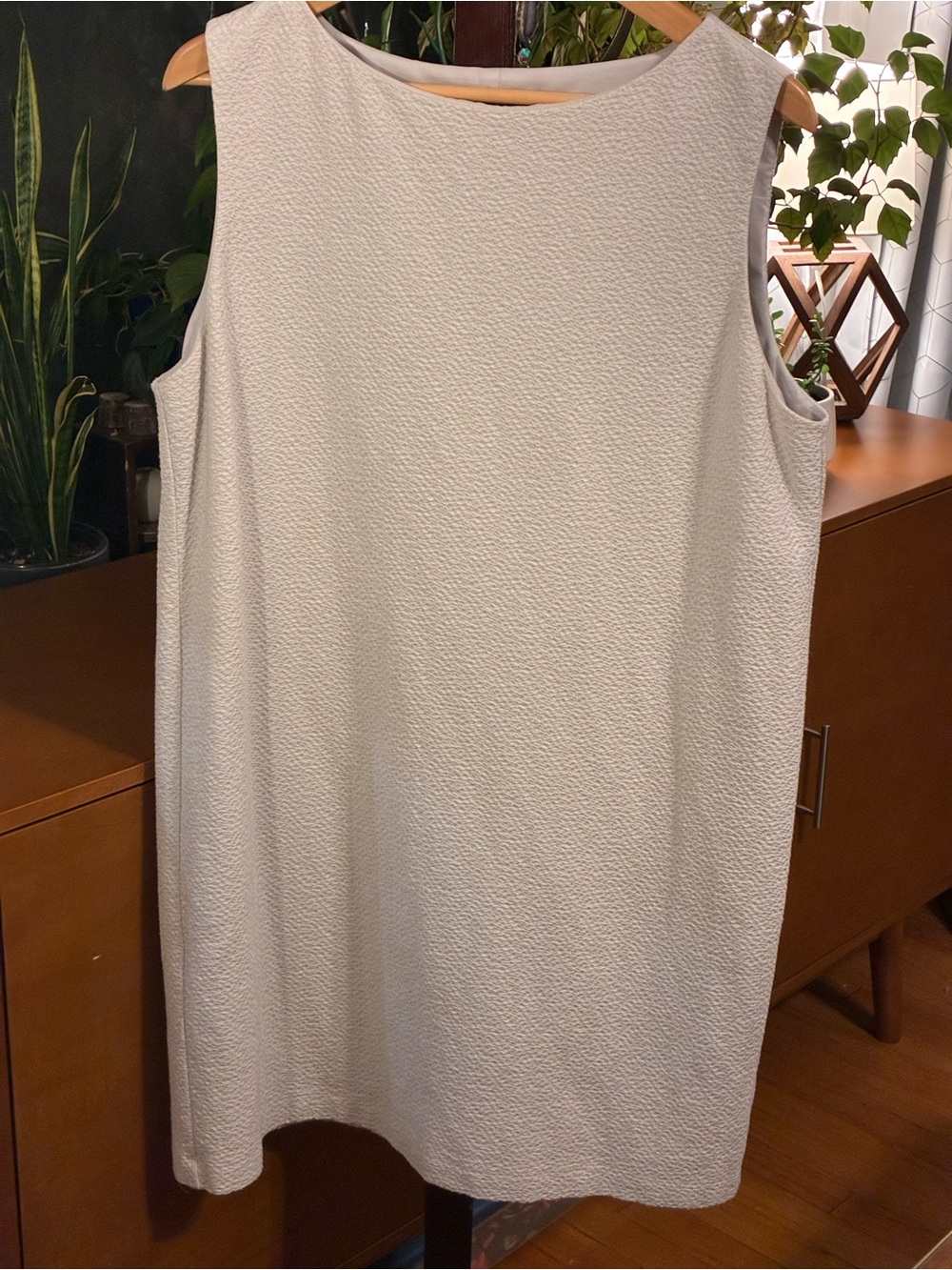 Eileen Fisher PETITE Cream Textured Sleeveless Shift Dress